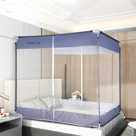 Dreamz Mosquito Bed Nets Foldable Canopy Square Blue-1954802841113726982