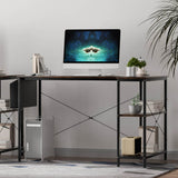 Levede L Shaped Computer Desk Corner Desk Brown - Rear View