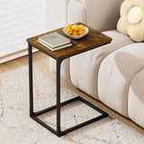 Levede C-shaped End Table Side Sofa Coffee Wood Overbed Laptop Table Industrial - Rear View