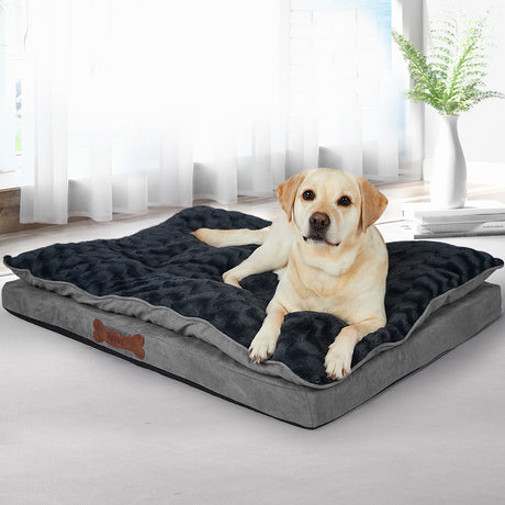 Dog Calming Bed Warm Soft Plush Comfy XL Grey X-Large-1954802527811801094