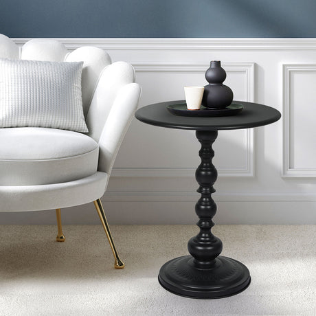Levede Side Table Vintage End Round Black-2018816842147172358