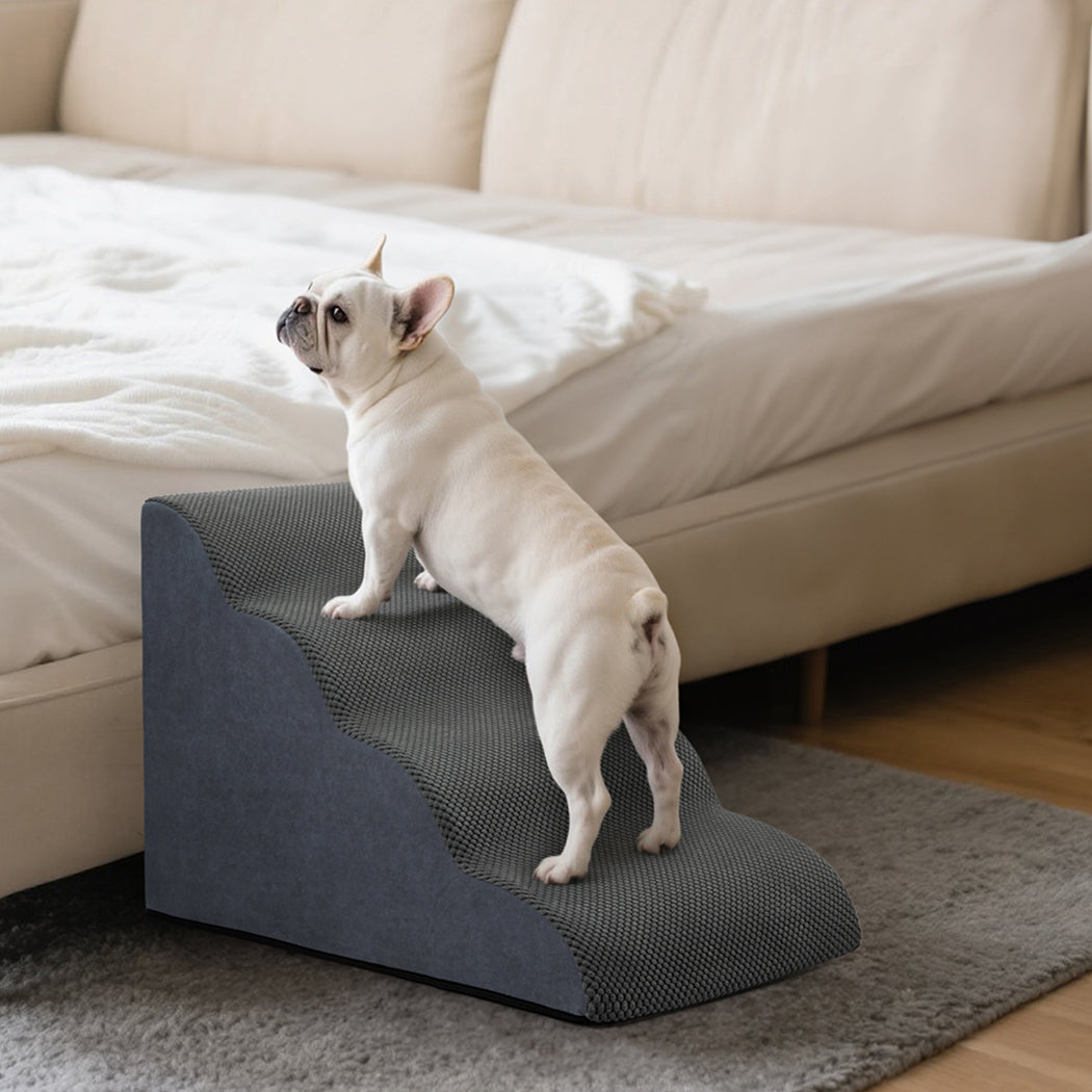 Pawz 4 Steps Pet Stairs Dog Ramp High Density Foam Grey-2018816829564260358
