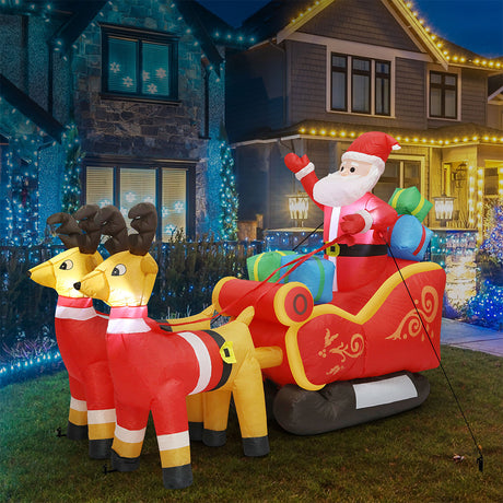 Santaco LED Inflatable Santa Sleigh Reindeer 2.2M-1952534169376657414