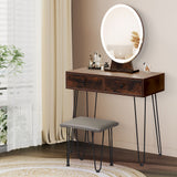 Levede Dressing Table LED Light Strip Brown - Rear View