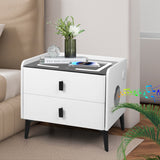 Levede Bedside Table LED Lights Drawers Storage - Close-Up Angle