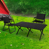Levede Folding Camping Table Chair Set Black - Rear View