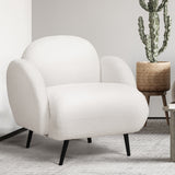Levede Sofa Chair Fleece Upholstered Single White - Rear View