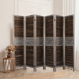 Levede Room Divider 6 Panel Folding Brown-2006732941086035974