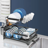 TOQUE Detachable Dish Drying Rack Cutlery Black - Rear View