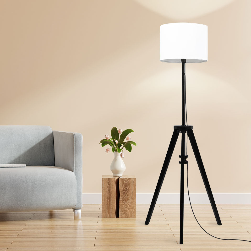 EMITTO Wooden Floor Lamp Modern Tripod Black-2006733079422570502