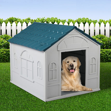 PaWz Dog Kennel Outdoor Indoor Pet Plastic XL Blue-2006732965689823238