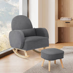 Levede Fleece Rocking Chair with footstool-2006732864741314566