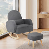Levede Fleece Rocking Chair with footstool - Rear View