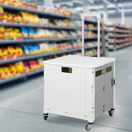 Folding Shopping Trolley Cart Portable Beige-2006733034015035398