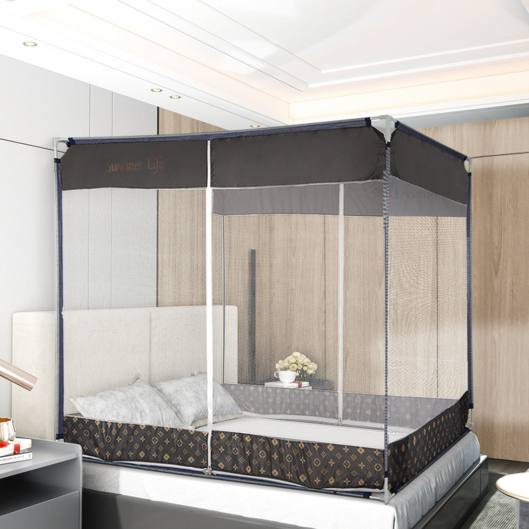 Dreamz Mosquito Bed Nets Foldable Canopy Square Grey-1954802841772232710