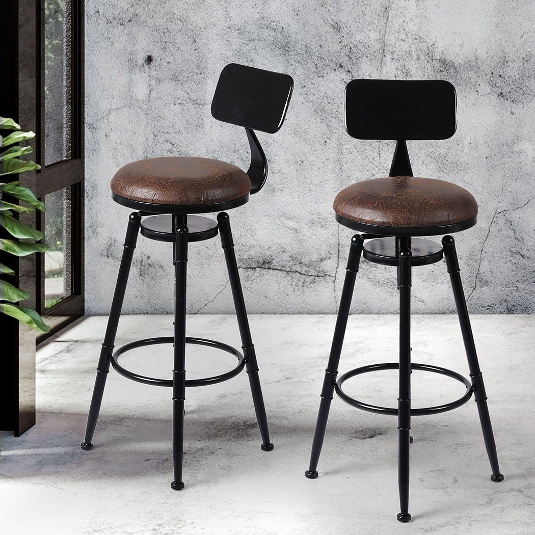 Levede 2x Bar Stool Kitchen Wooden PU-2006733237233258502