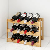 Toque Natural Bamboo Wine Rack 12 Bottles Organizer - Rear View