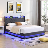 Levede Queen Bed Frame Gas Lift LED Light - Rear View