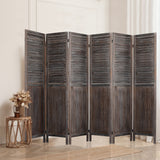 Levede 6 Panel Partition Room Divider Brown - Rear View