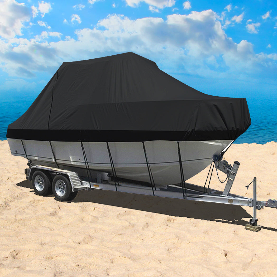 Boat Cover 12-14 FT Trailerable Weatherproof Black 14FT-2018816807930040326