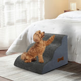 Pawz 3 Steps Pet Stairs Dog Ramp High Density Foam Grey-2006732707169701894