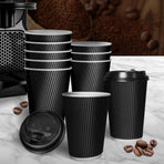 200 Pcs 16oz Disposable Takeaway Coffee Black-2006733304379871238