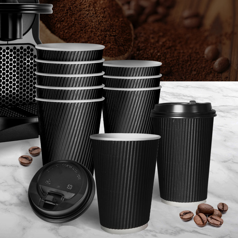 200 Pcs 16oz Disposable Takeaway Coffee Black-2006733304379871238