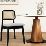 Levede Dining Chair Wood Rattan Armless Black x8-2006732736517246982