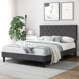 Levede Bed Frame Double Size Mattress Grey - Rear View
