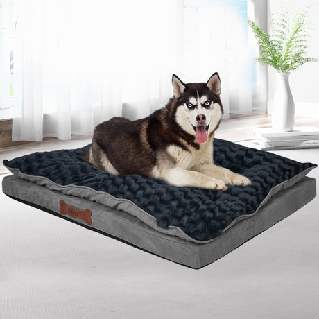Dog Calming Bed Warm Soft Plush Comfy M Grey Medium-2006732961898172422