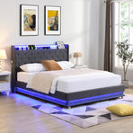 Levede Double Bed Frame Gas Lift LED Light-2006732862769991686