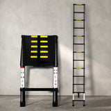 Traderight Multipurpose Aluminium Ladder Telescopic 3.8M Black - Rear View