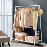 Levede Clothes Rack Wooden Wardrobe White - Rear View