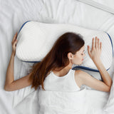 Dreamz Memory Foam Pillow Pillowcase Supprt Blue Rebound - Rear View