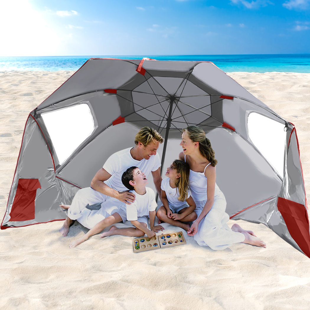 Mountview Beach Umbrella Outdoor Umbrellas Red 2.33M-2018816736698175494