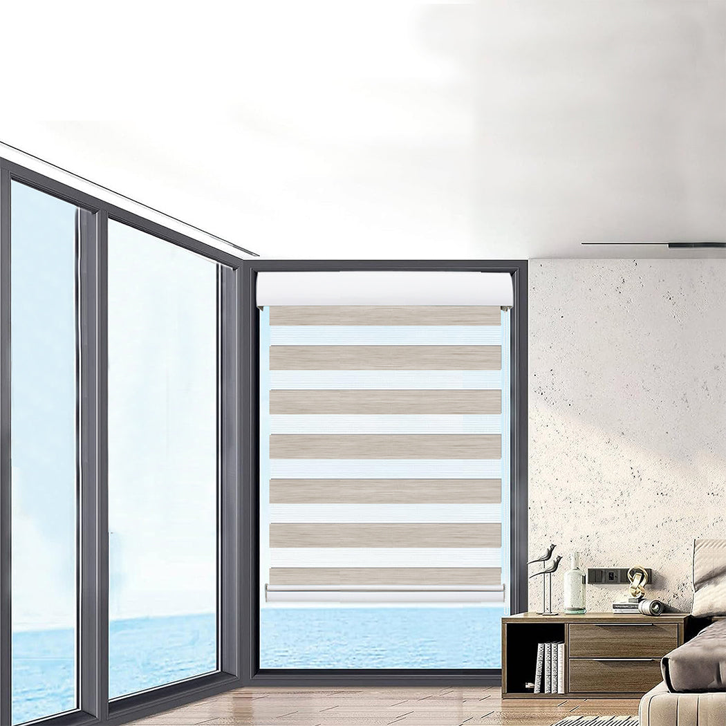 Marlow Blackout Zebra Roller Blind Curtains 60x210 Beige-2018816692154667014