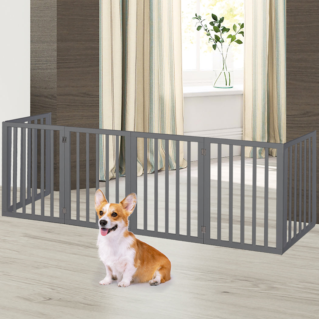 PaWz Wooden Pet Gate Dog Fence Safety Grey 100 Pack-2006732964356034566