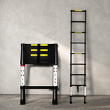 Traderight Multipurpose Aluminium Ladder Telescopic 2.6M Black 2.6 Meter - Rear View