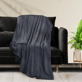 DreamZ 320GSM 220x240cm Ultra Soft Mink Dark Grey Queen - Rear View