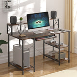 Levede Office Gaming Computer Desk Brown - Rear View