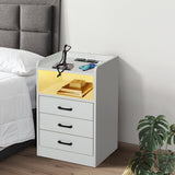 Levede Bedside Table USB Charger Outlet LED White - Close-Up Angle