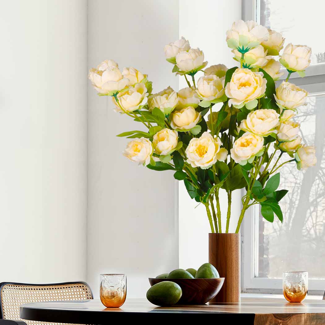 Lambu Artificial Flowers Silk Roses Yellow-2018816640698945542