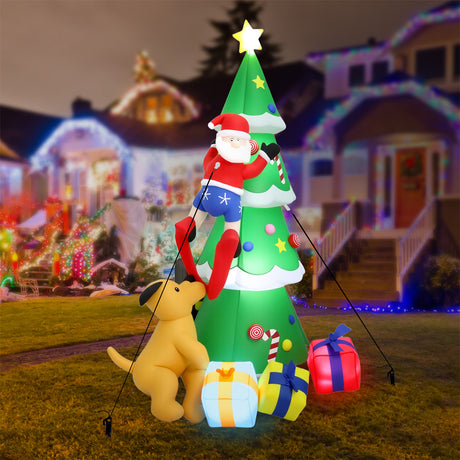 Santaco Inflatable Christmas 2.4M Xmas Tree Santa Claus-2006733376031166470