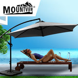 Mountview 3M Outdoor Umbrella Cantilever Grey With Base - Rear View