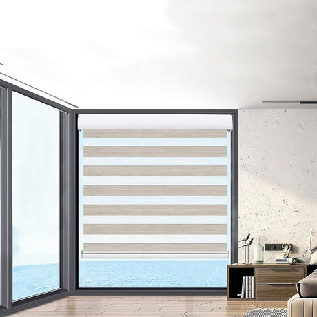 Marlow Blackout Zebra Roller Blind Curtains 180x210 Beige-2018816833234276358