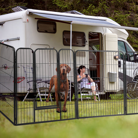 PaWz 8 Panel Pet Dog Playpen Puppy Exercise Black 4kg chicken-1954803024803270662