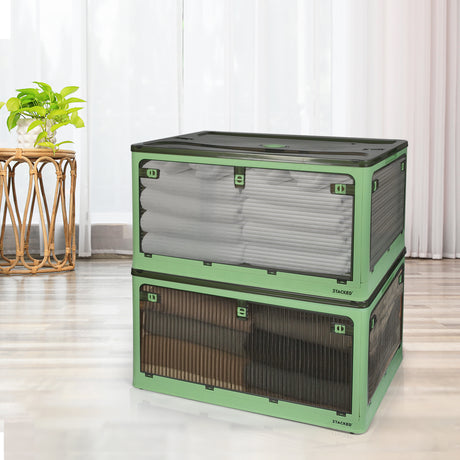Storage Box Plastic Stackable Container L Green Large-2006733025555124230