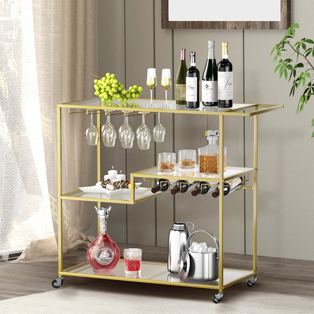 Levede Bar Cart Gold Drinks Serving Trolley 4 Tier-2018816858119081990