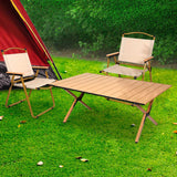 Levede Folding Camping Table Chair Set Oak - Rear View
