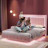 Levede King Floating Bed Frame LED Headboard USB Pink - Rear View